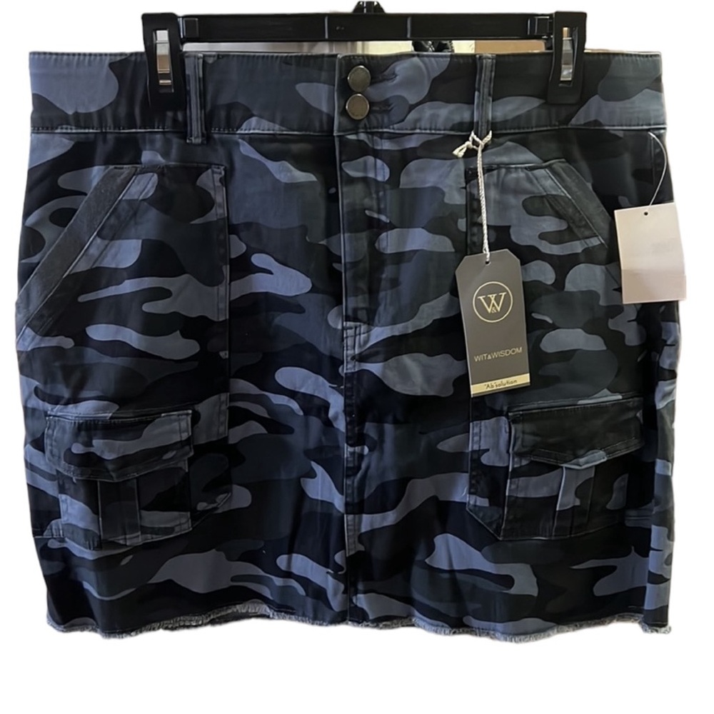 Wit & Wisdom Blue Vintage Indigo Camo Skirt